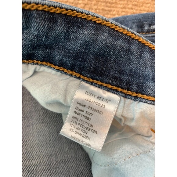 Judy Blue Jeans Womens 5/27 Boyfriend Distresed Stretch Whiskered Relaxed Denim - Picture 8 of 9